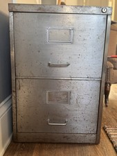 Vintage 2 Drawer Grey Metal
