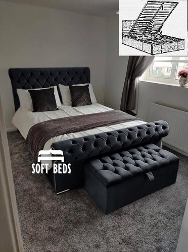 Plush velvet sleigh bed - sleigh,