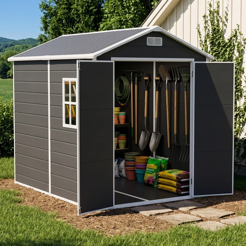 Plastic garden shed with floor - plastic,