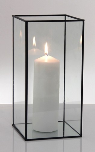 Metal frame glass hurricane - metal,