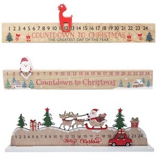 Christmas Advent Calendar Wooden Countdown Plaque with Marker - Choose Design