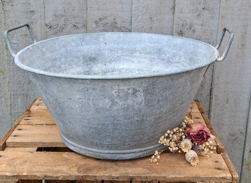 Vintage galvanized metal basin - vintage,