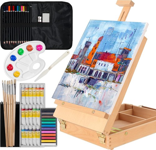 Wood box easel - wood, artist