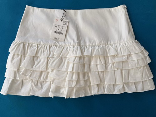 Zara white ruffle frill - white, skort