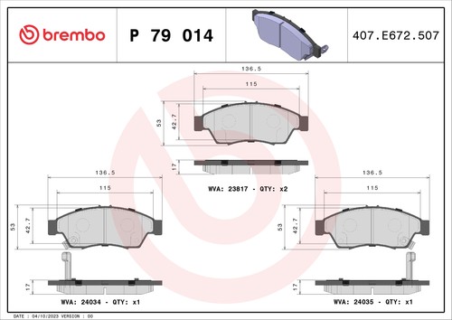 Fits brembo 79 014 ham - 2x,