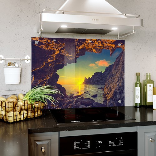 Glass splashback kitchen - glass,