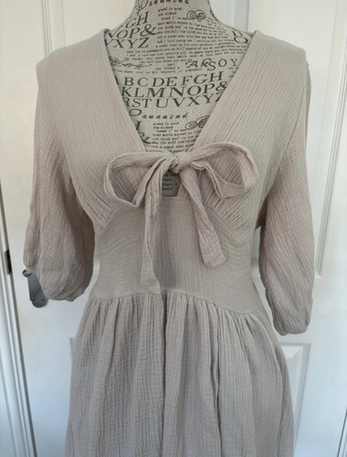 Summer dress cheesecloth beige - dress,