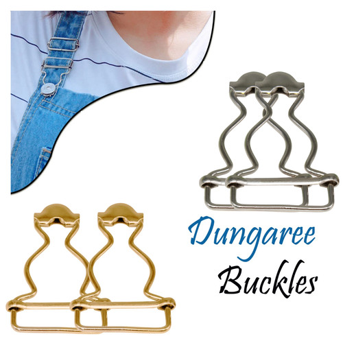 Silver bronze dungaree buckles - silver/bronze,
