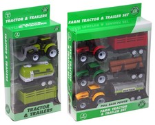 Farm Tractor & Trailer Toy Vehicle Collection In Two Display Boxes - Set of 6