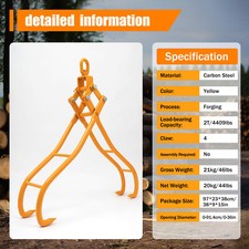 36inch 4 Claw 2t Capacity Log Grapple Log Lifting Timber Lifting Tong In Logging