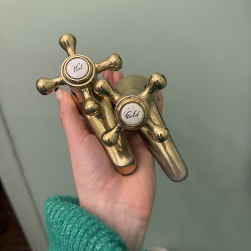 Pair vintage heavy brass - of,