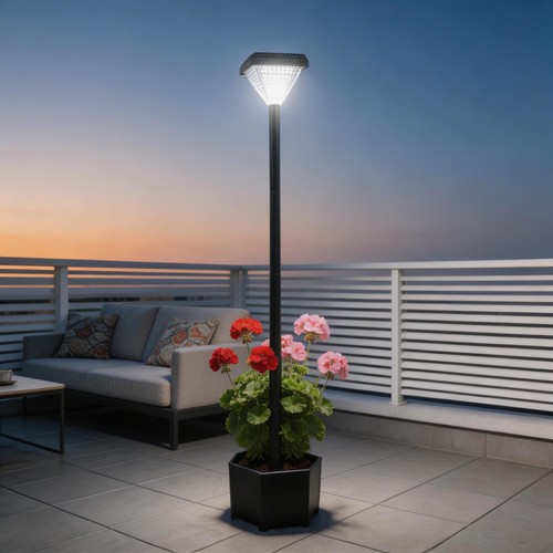 Solar lamp post with planter - lamp,