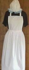 LADIES FANCY DRESS FULL APRON & MOP CAP Victorian Edwardian BLUE LACE S.M.L