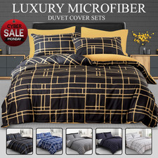 Duvet Cover Set King Size Luxury Reversible Quilt Cover Bedding Set Double