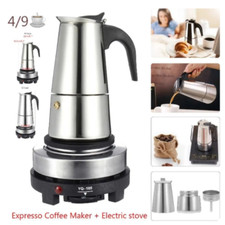 Stainless Steel Espresso Latte Coffee Maker Moka Pot with Electric Stove UK