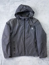 Spyder Vyrse Winter Jacket Grey Men’s Large Hooded Zip Up Coat