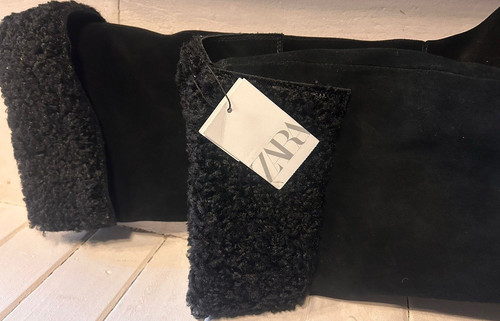 Zara knee high black suede - zara,