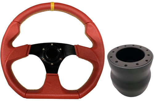 Red black 350mm steering - red,