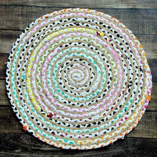 Rug round natural jute - rug,