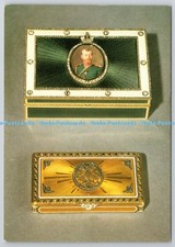 D318368 Faberge. Enameled presentation boxes. One with portrait of Tsar Nicholas