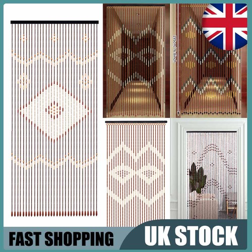 Wood beaded bamboo door - wood,