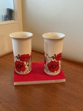 VINTAGE PAIR OF MARYLEIGH POTTERY VASES IN A LOVELY POPPY AND FLORAL DESIGN