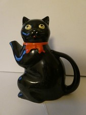 WOOD & SONS BURSLEM ART DECO 1930s BLACK CAT PUSSYFOOT TEAPOT REG DESIGN 722772