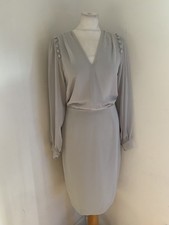Reiss Ruth dress UK 8 VGC grey draped work office midi pencil event smart womens