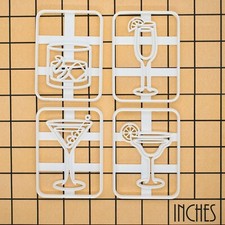 Set of 4 Cocktail cookie cutters - Margarita, Bellini, Martini, Old Fashioned