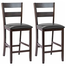 Set of 2 Bar Stools Wood