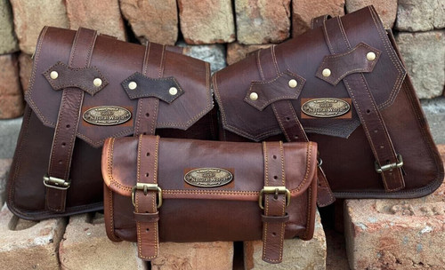 Leather motorcycle saddle - leather, bag