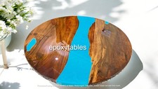 24" Blue Epoxy Resin and Wood