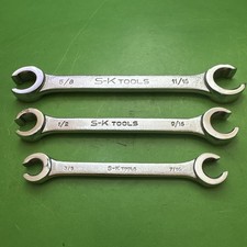 S-K Tools USA 3 Piece SAE 6 Point Flare Nut Line Wrench Set Sizes 3/8”to 11/16”