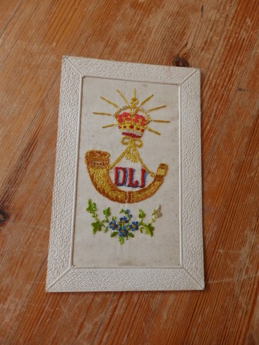 Silk embroidered postcard - embroidered,