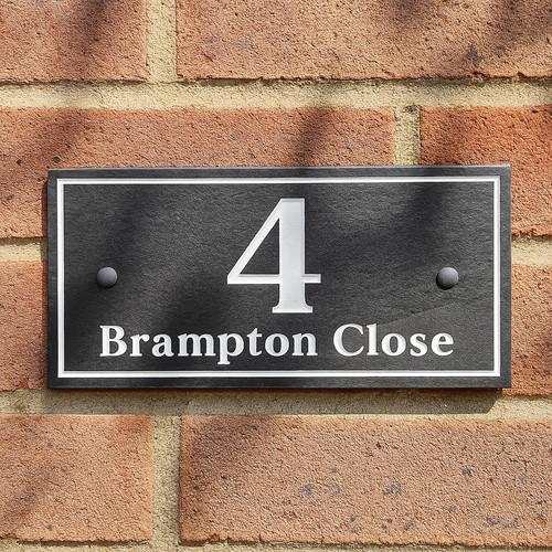 White number house sign deep - number,