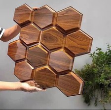 50pcs PVC Hexagon 3D Wall Panels Wood  Effect  Decorative Moisture