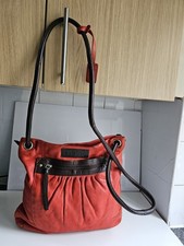 FENN WRIGHT MANSON STUDIO WOMENS RED LEATHER LARGE SATCHEL CROSSBODY HANDBAG