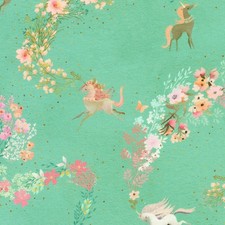 Unicorns on Seafoam Green