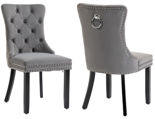 Grey velvet dining - 4,