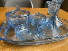 6 piece light blue glass