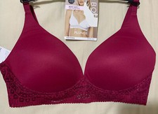 M&S BODY SUMPTUOUSLY SOFT NONWIRED PLUNGE BRA With LACE In DARK RASPBERRY 32D