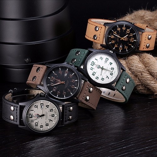 Men military leather date - men’s,