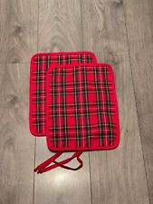 Pair of Rayburn 600 Hob Lid Mat Covers  Red Royal Stewart Cotton Tartan 