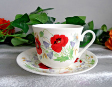ROY KIRKHAM BONE CHINA LARGE BREAKFAST CUP & SAUCER POPPIES PATTERN