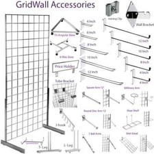 GRIDWALL PANEL GRID MESH HOOKS PRONGS CHROME ACCESSORIES  SHOP DISPLAY STAND