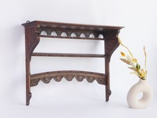 Antique Carved Wooden Plate Rack, Dutch Wall Shelf, Display, Farmhouse Decor