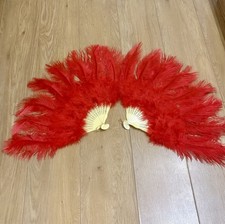 Pair Of Red ostrich feather