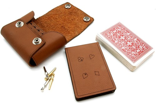 Brown leather travel - brown, cribbage
