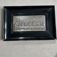 Last supper plaque Of Jesus Christ with apostles, RARE silver plated on copper