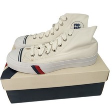 Pro Keds Trainers Size 7.5 White Textile Men's High Tops Tags Box Preloved